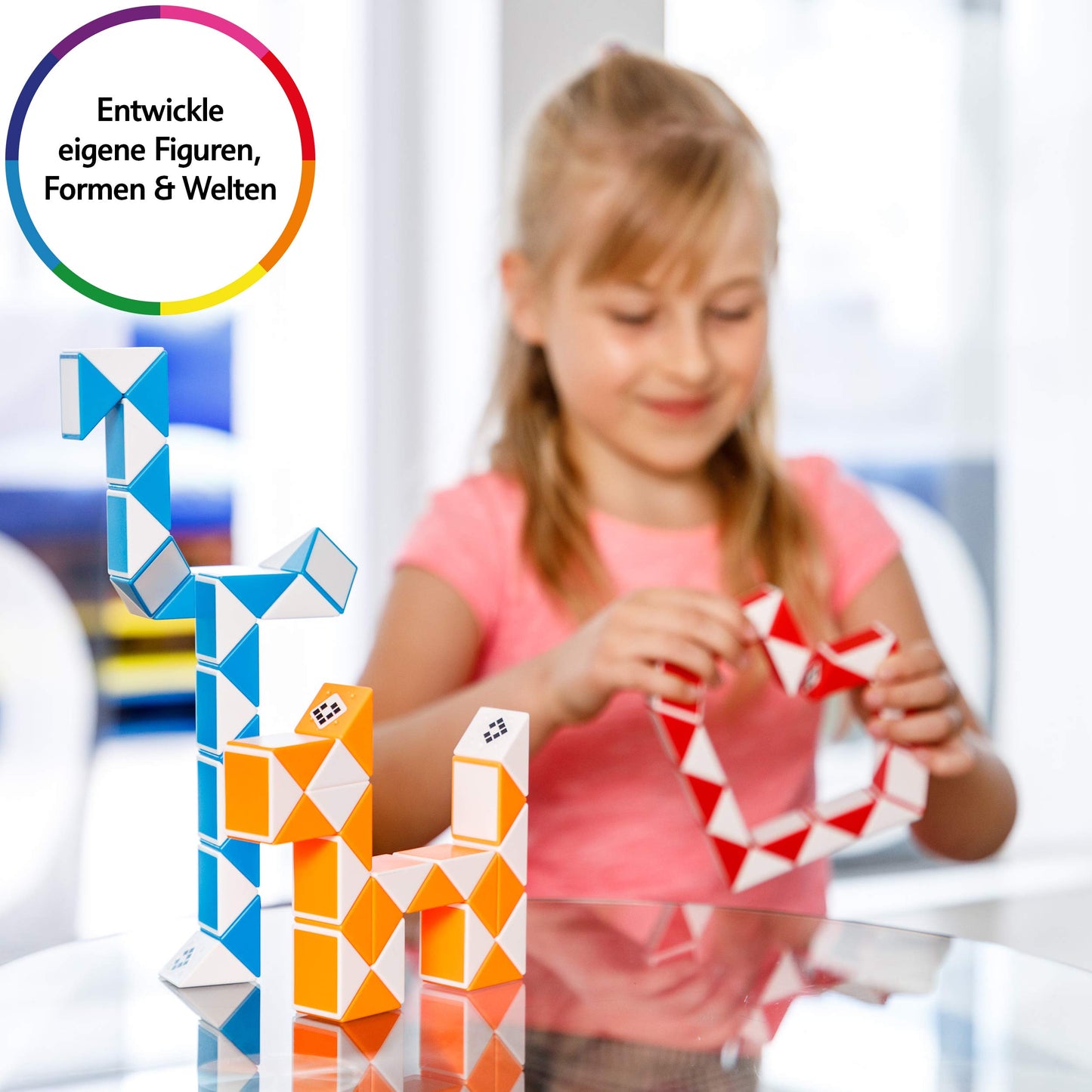 CUBIDI® Original Magic Snake - 24 Blöcke Blau | Knobelspiele für Kinder und Erwachsene | Ideal als Mitgebsel Kindergeburtstag, Kindergeburtstag Gastgeschenke oder kleine Geschenke für Kinder - nargiss