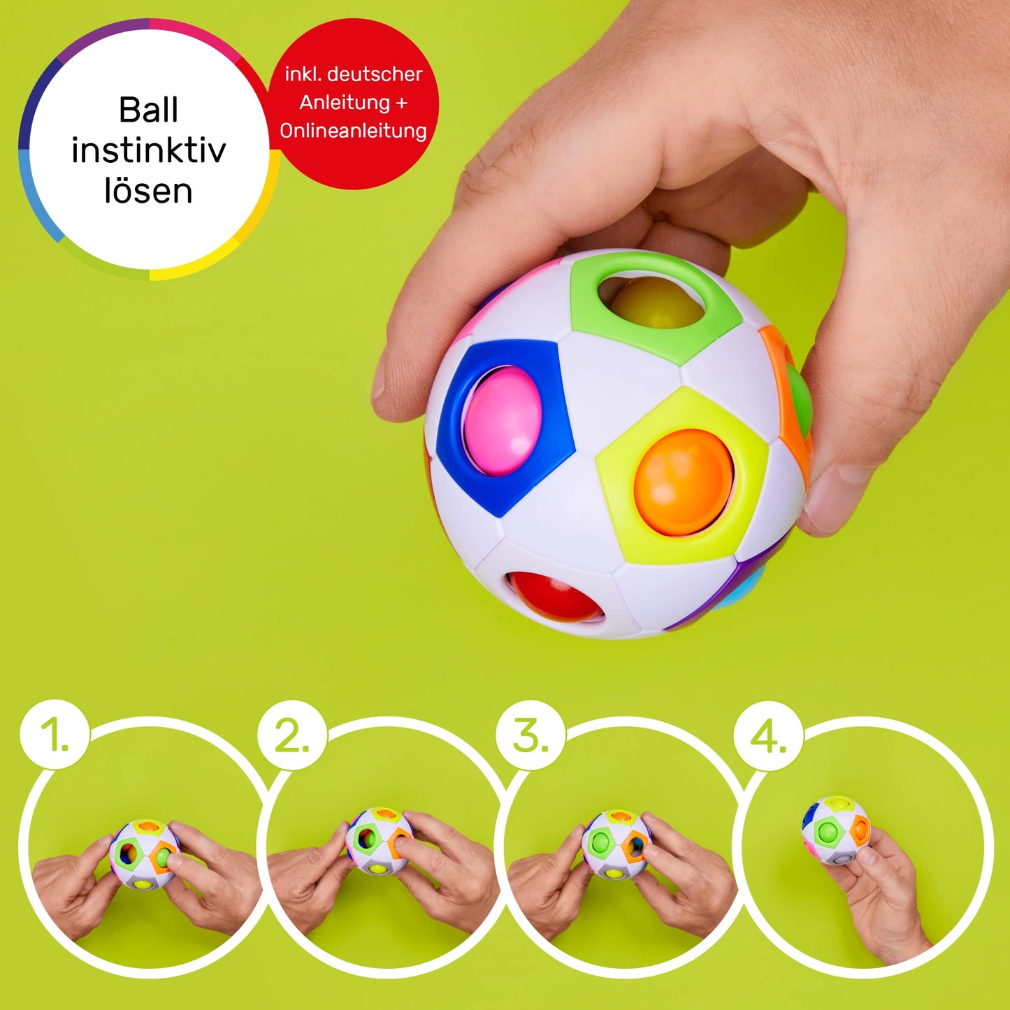 CUBIDI® Original Regenbogenball | Geschicklichkeitsspiel für Kinder und Erwachsene | Spannendes Knobelspiel für Mädchen und Jungen ab 6 Jahren | fördert räumliches Denken, Logik und Vorstellungskraft - nargiss