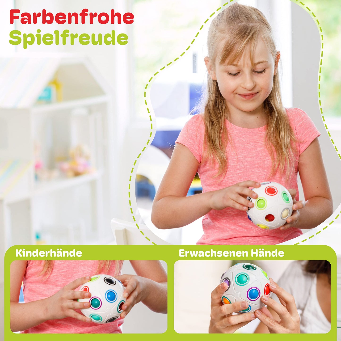 CUBIDI® Original Regenbogenball mit 19 Kugeln - Groß | Geschicklichkeitsspiele ab 6 Jahre für Kinder | Spannendes Knobelspiel für Mädchen und Jungen - nargiss