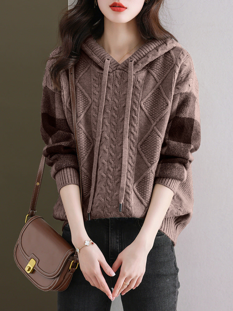 Kuscheliger Pullover für Damen – Lässiger Japanisch-Koreanischer Stil, Free Size, in Apricot, Braun & Weinrot - nargiss