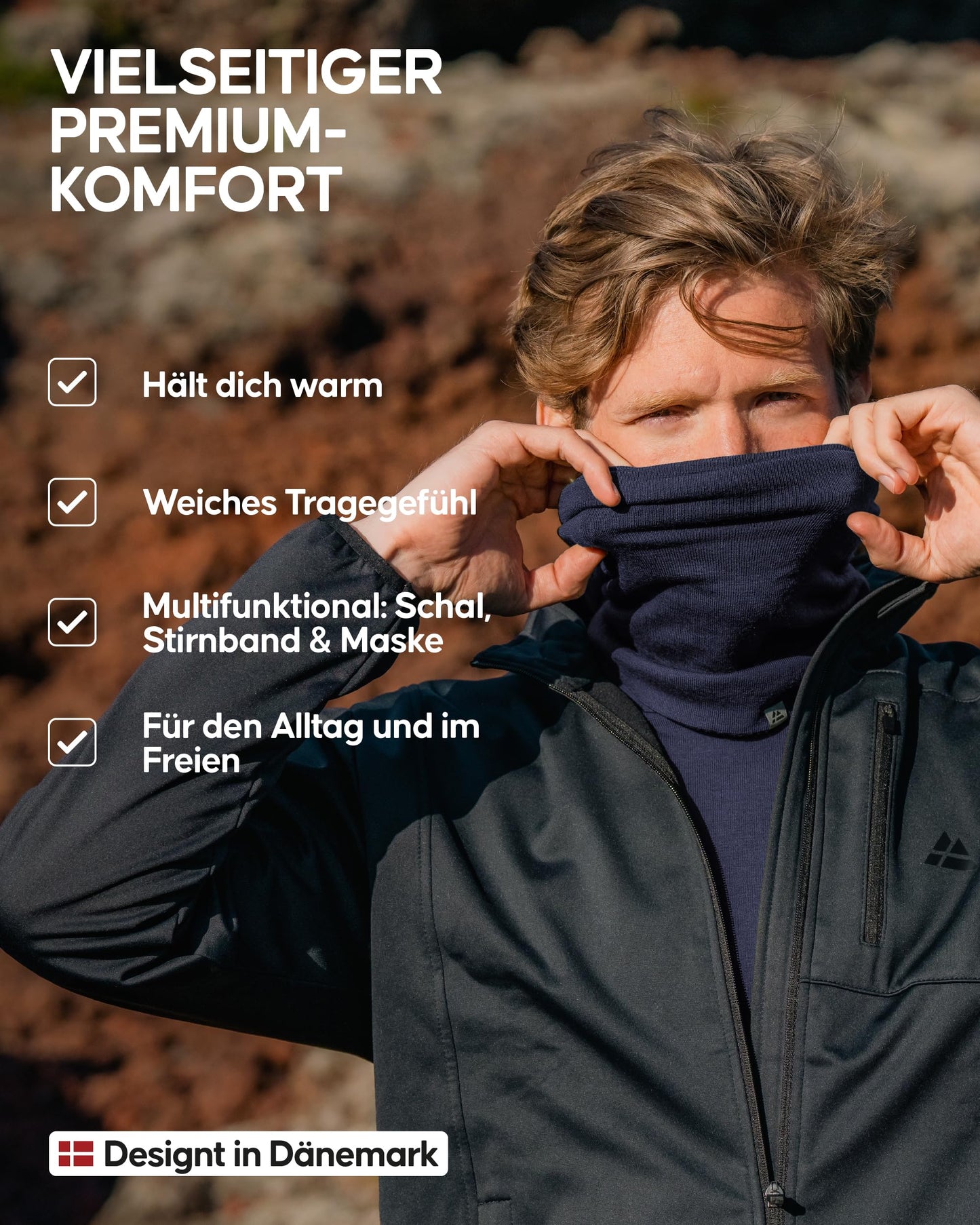 DANISH ENDURANCE Merino-Multifunktionstuch, Schlauchschal, Halswärmer, Halstuch, Stirnband, Loop Schal Damen & Herren, Dunkles Marineblau, Einheitsgröße - nargiss