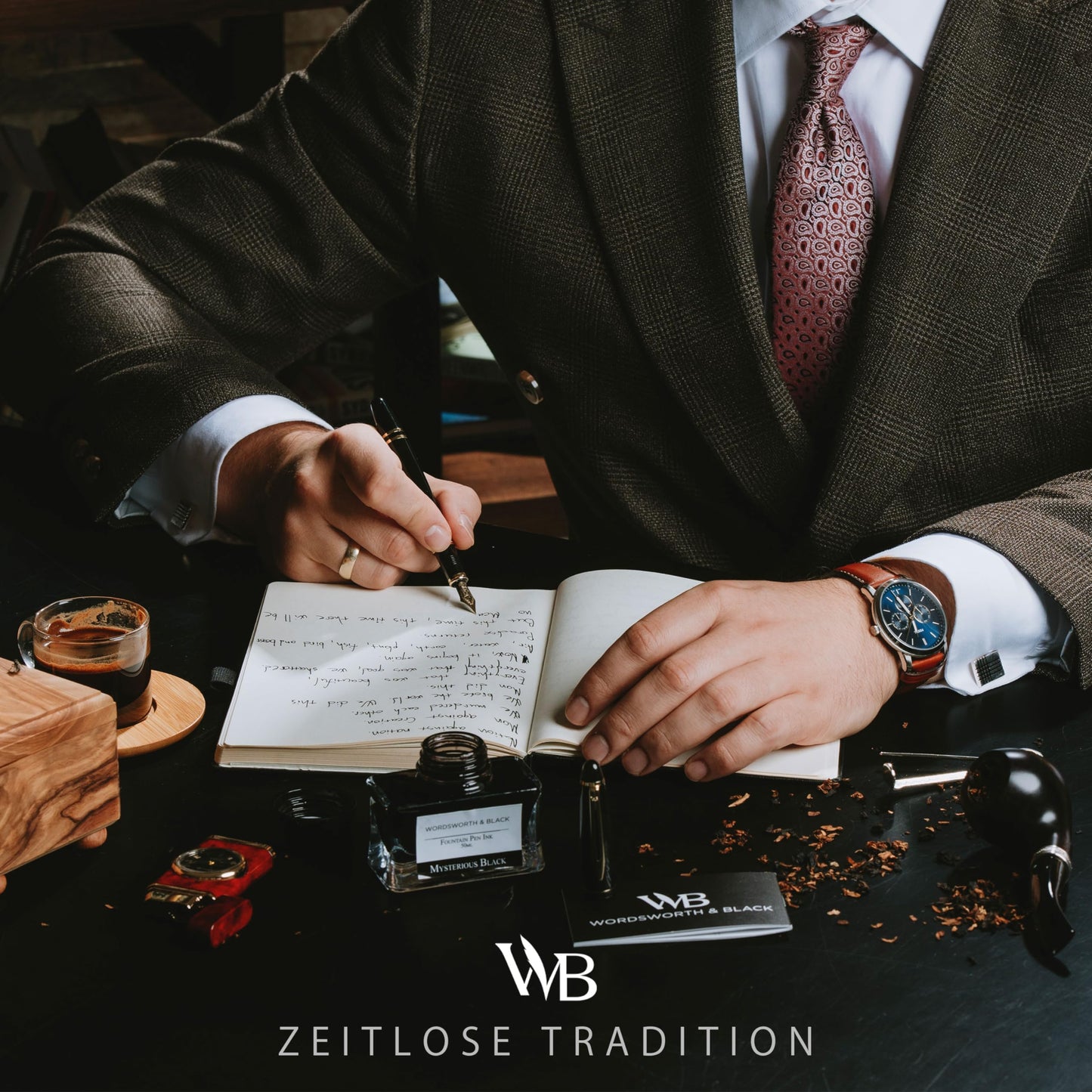 Wordsworth & Black Majesti Füllfederhalter (Schwarzgold), Luxus-Etui, Mittlere Feder - 24 Tintenpatronen, nachfüllbarer Tintenkonverter - Bestes Business-für Männer & Frauen - nargiss
