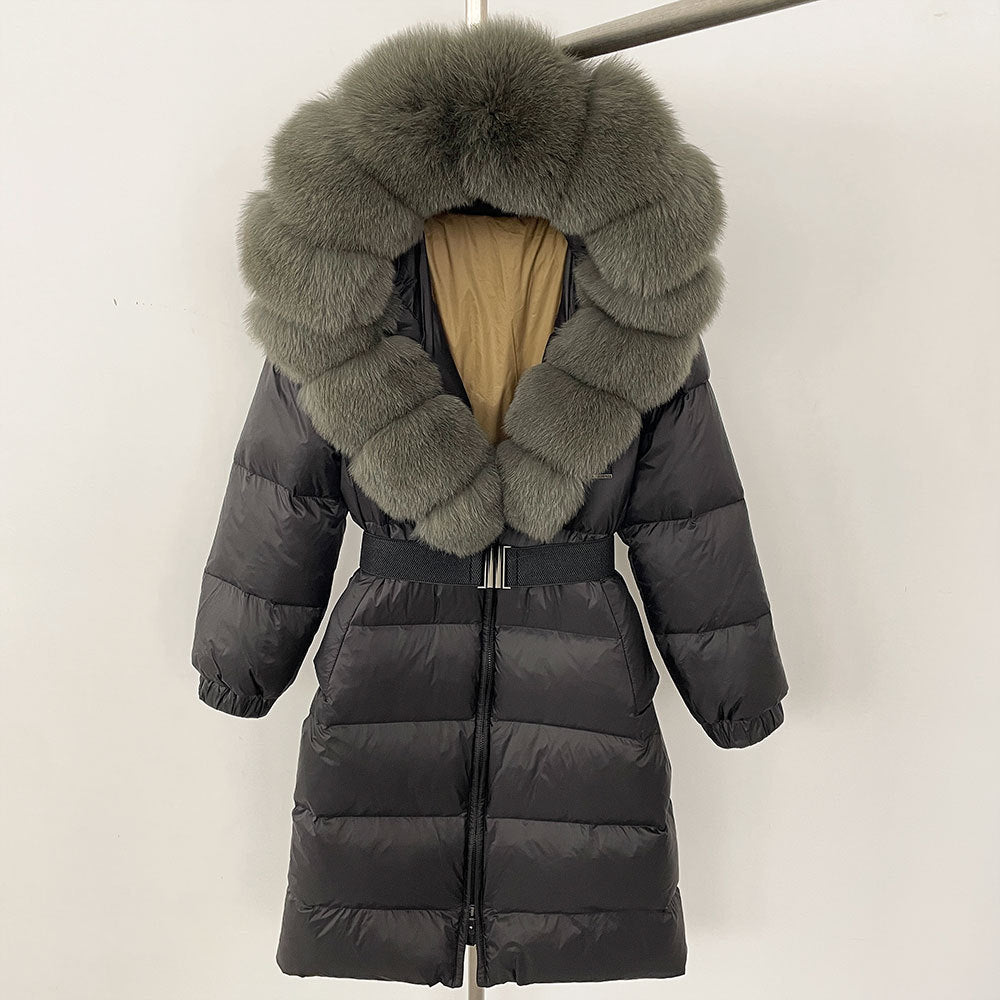 ✨ Damen Langmantel mit Echtfellkapuze & Kordelzug – Eleganz & Komfort vereint ❄️ - nargiss
