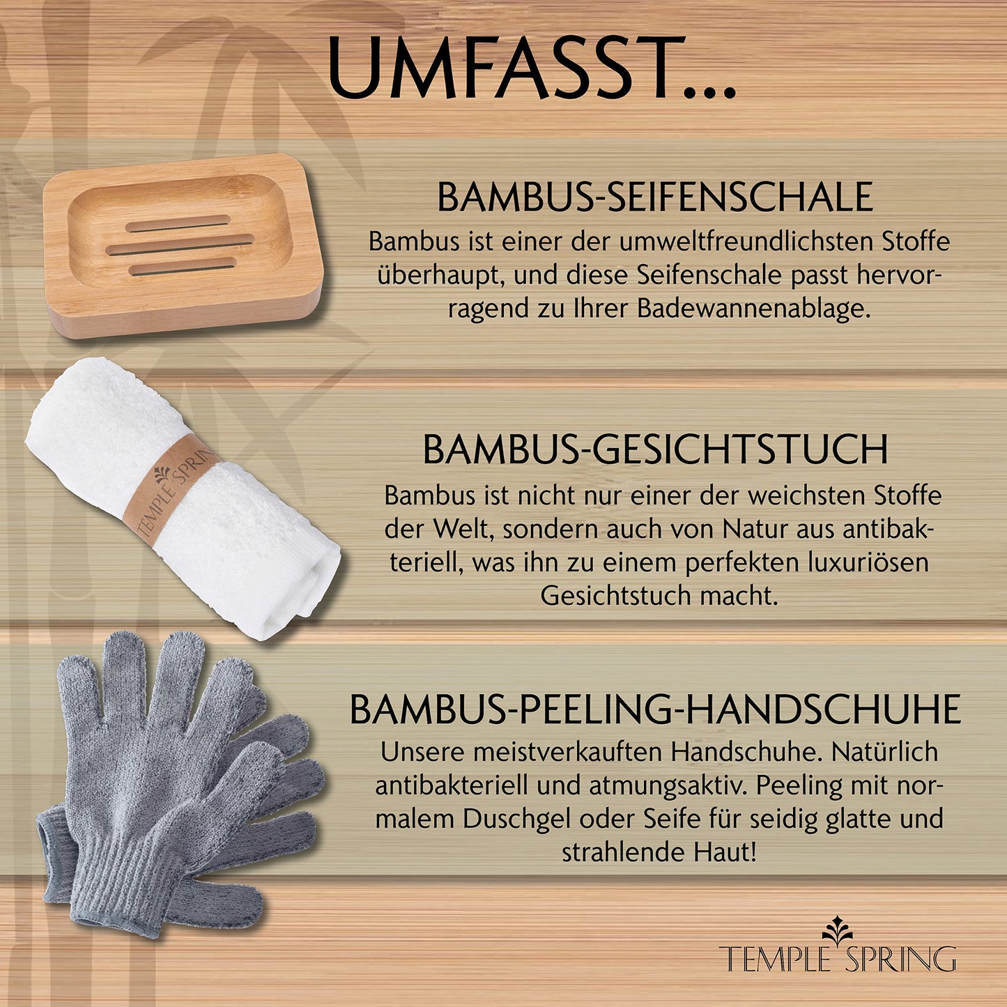 Temple Spring - Badewannenablage Bambus mit Kerzen-, Weinglas-, Buch-, Tablet-, iPad- und Telefonhalter. Badewannentablett ausziehbar, Badewannenablage Holz, Bathtub Tray 100% Bambus - Naturholz - nargiss