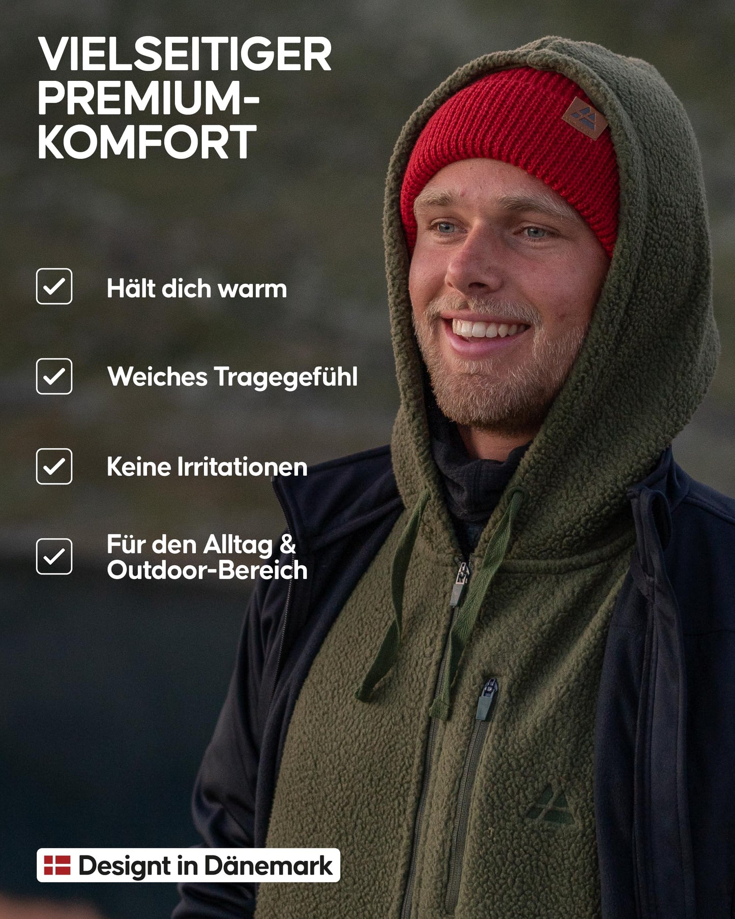 DANISH ENDURANCE Merino Mütze, Klassische Wollmütze, Warme Wintermütze, für Winter & Herbst, Weich, Stretchy, für Damen & Herren, Rot, One Size - nargiss