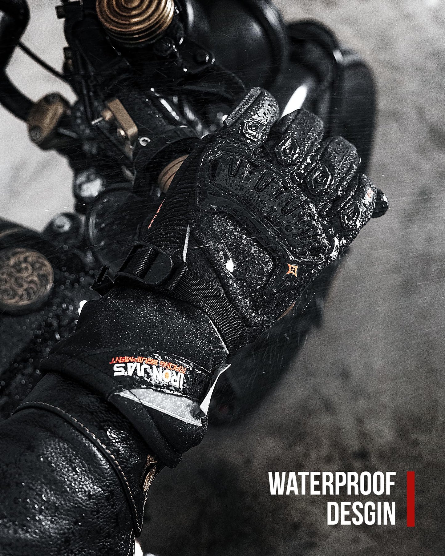 IRON JIA'S Winter Motorradhandschuhe, Wasserdicht Winddicht Leicht und Warm Touchscreen Handschuhe für Motorrad, Wandern und andere Outdoor-Sportarten,Mann und Frau-Schwarz-XXL - nargiss