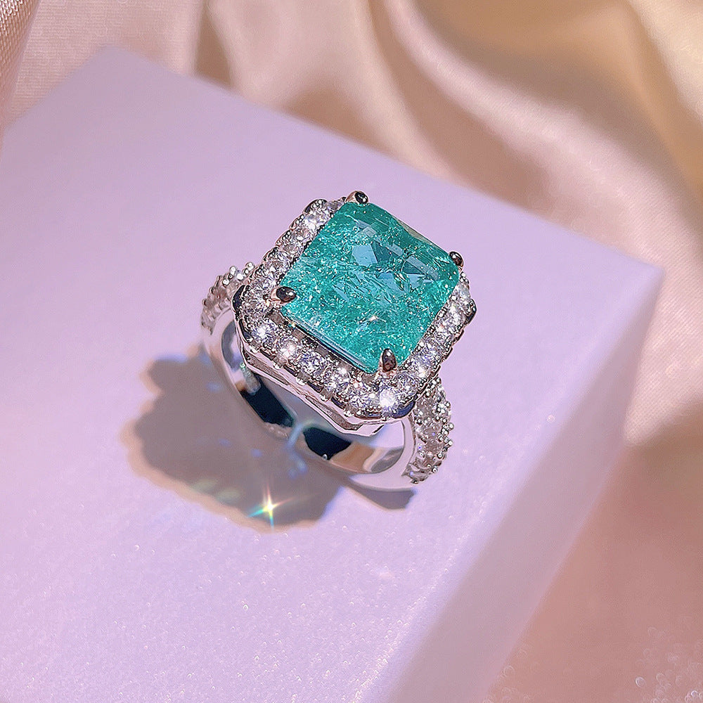 Simulation Paraiba Rings Ear Studs Necklace Suit - nargis