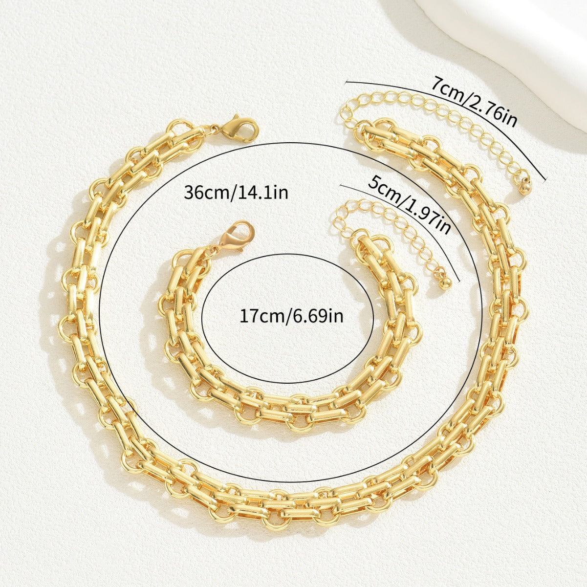 ✨ Design Sense Armband- und Halskettenset für Damen - Geometrisches Design, Nischenhaft und Extravaganzt ✨ - nargiss