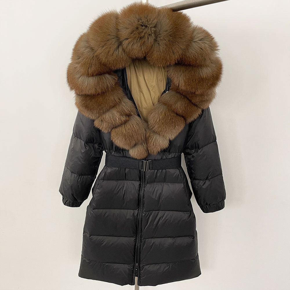 ✨ Damen Langmantel mit Echtfellkapuze & Kordelzug – Eleganz & Komfort vereint ❄️ - nargiss