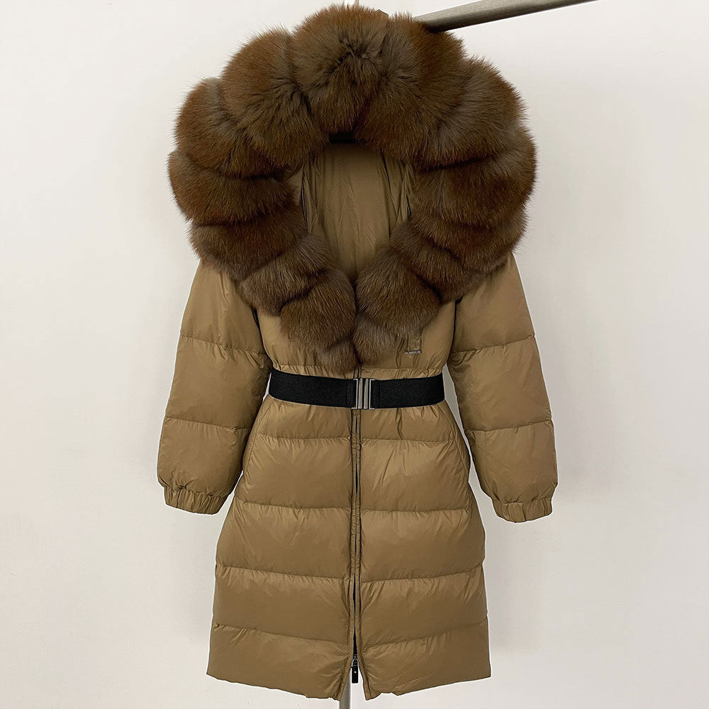 ✨ Damen Langmantel mit Echtfellkapuze & Kordelzug – Eleganz & Komfort vereint ❄️ - nargiss