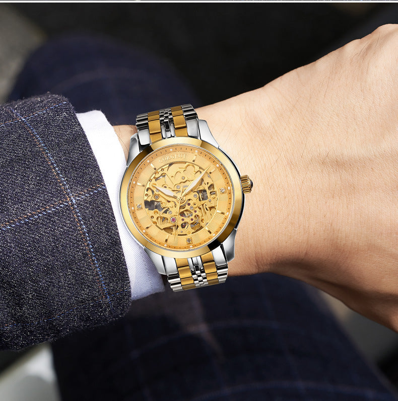 Hollow-out Full-automatic Mechanical Men's Business Casual Watch - nargiss
