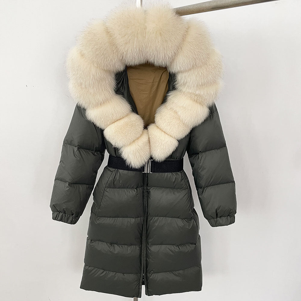 ✨ Damen Langmantel mit Echtfellkapuze & Kordelzug – Eleganz & Komfort vereint ❄️ - nargiss