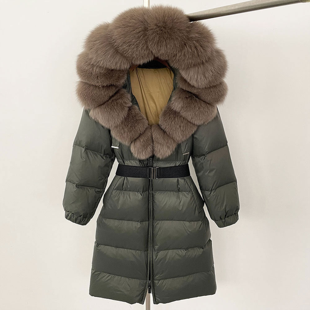 ✨ Damen Langmantel mit Echtfellkapuze & Kordelzug – Eleganz & Komfort vereint ❄️ - nargiss