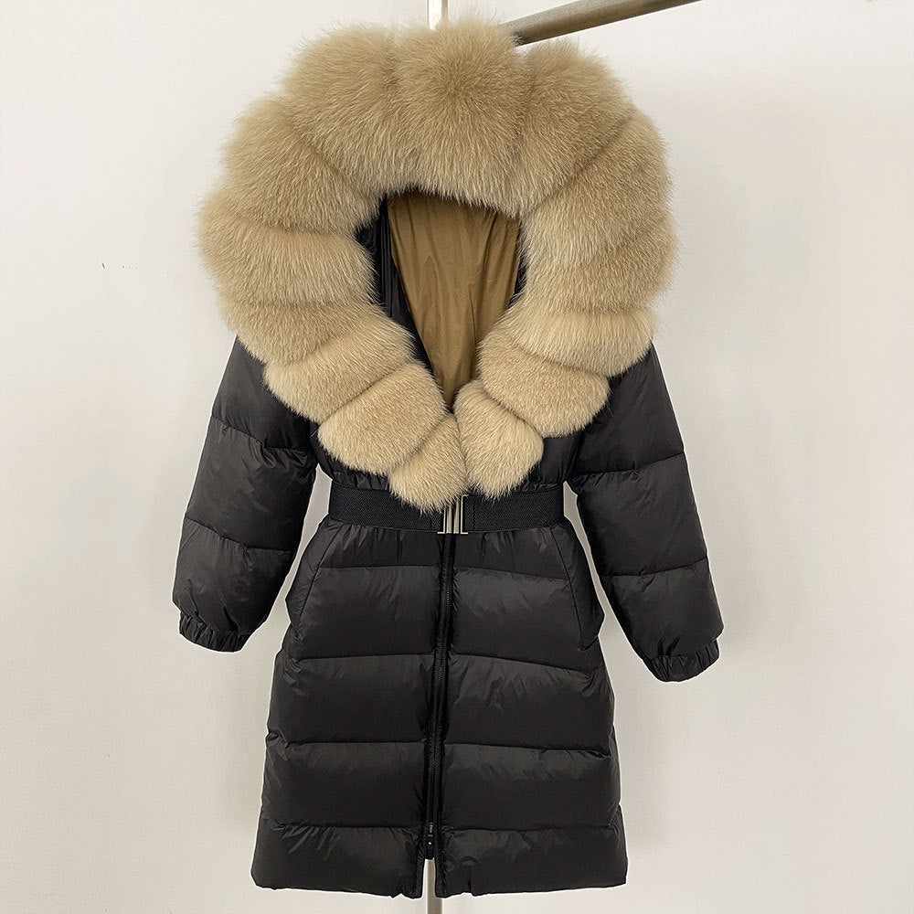 ✨ Damen Langmantel mit Echtfellkapuze & Kordelzug – Eleganz & Komfort vereint ❄️ - nargiss