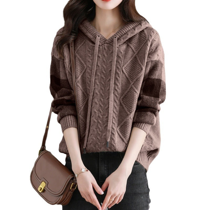 Kuscheliger Pullover für Damen – Lässiger Japanisch-Koreanischer Stil, Free Size, in Apricot, Braun & Weinrot - nargiss