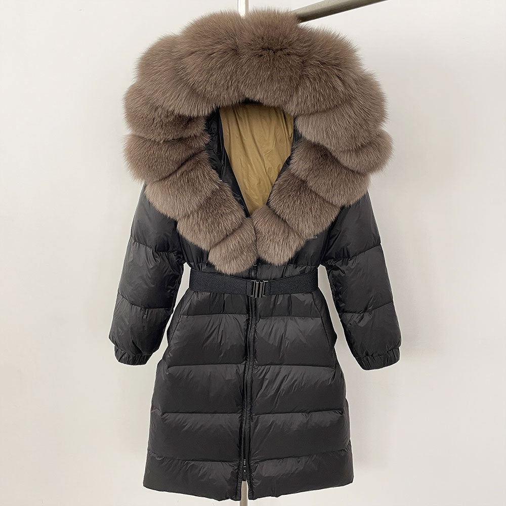 ✨ Damen Langmantel mit Echtfellkapuze & Kordelzug – Eleganz & Komfort vereint ❄️ - nargiss