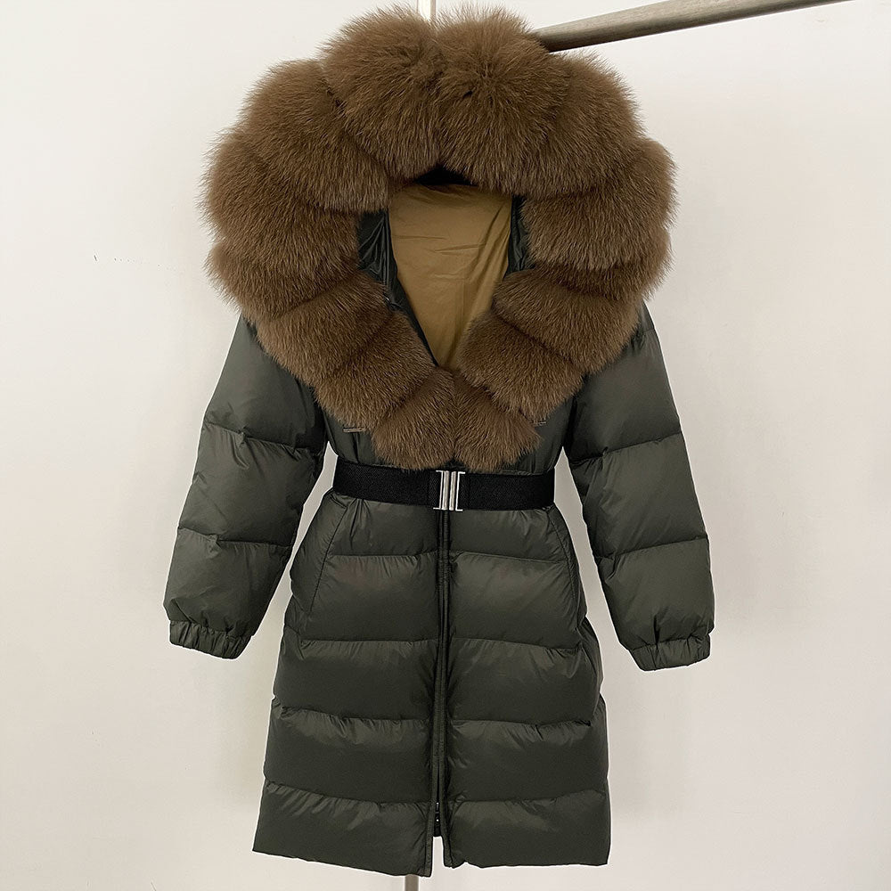 ✨ Damen Langmantel mit Echtfellkapuze & Kordelzug – Eleganz & Komfort vereint ❄️ - nargiss