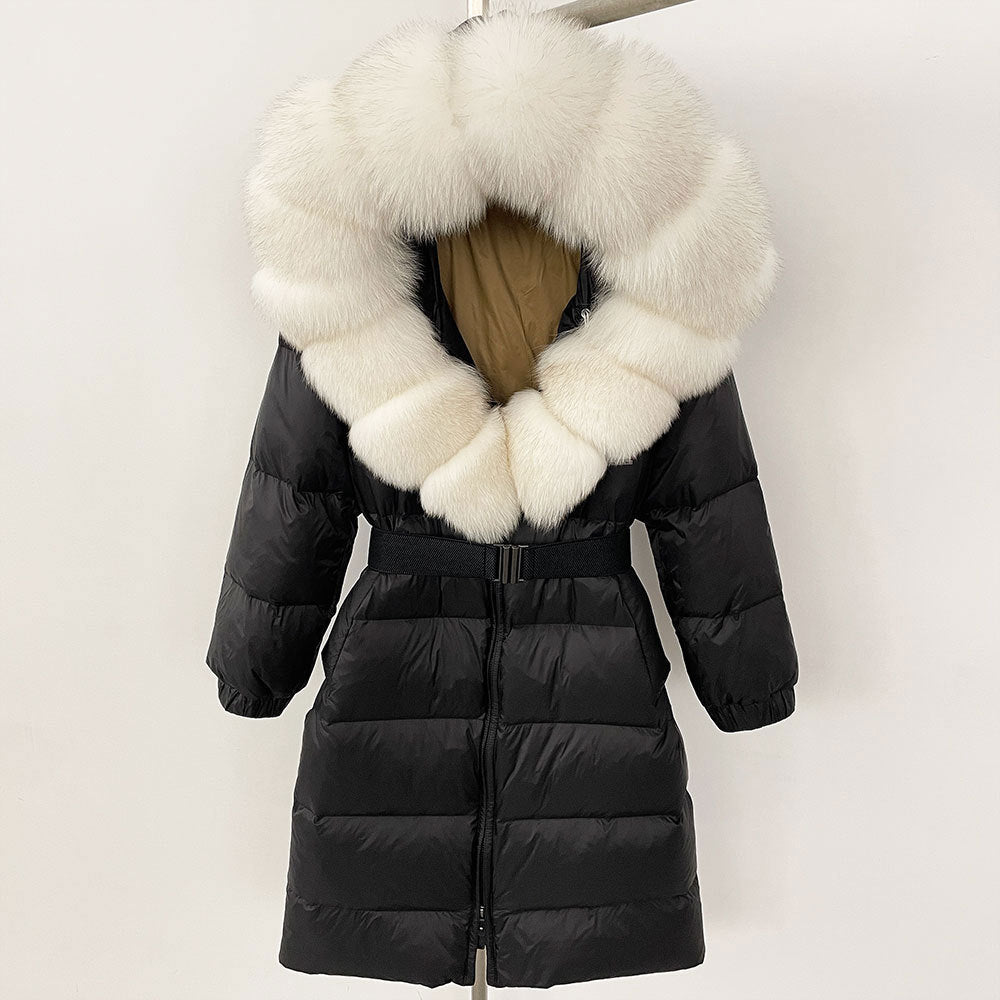 ✨ Damen Langmantel mit Echtfellkapuze & Kordelzug – Eleganz & Komfort vereint ❄️ - nargiss