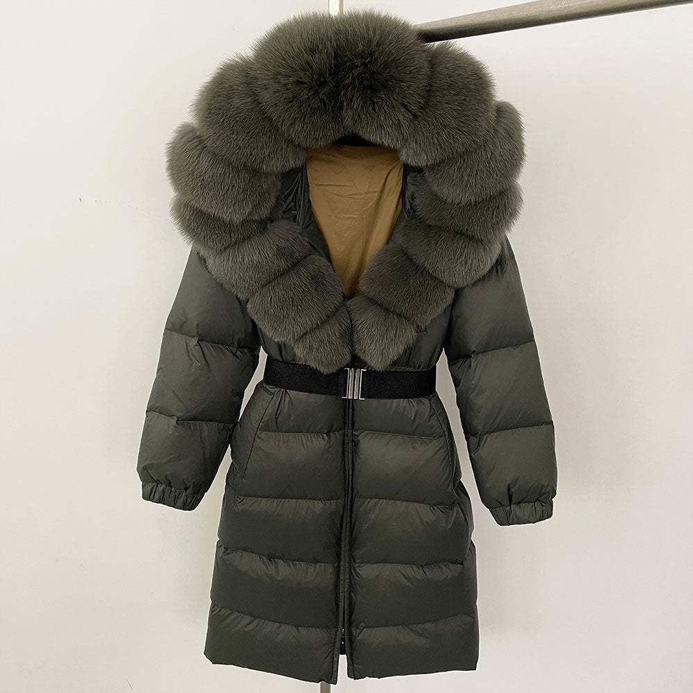 ✨ Damen Langmantel mit Echtfellkapuze & Kordelzug – Eleganz & Komfort vereint ❄️ - nargiss