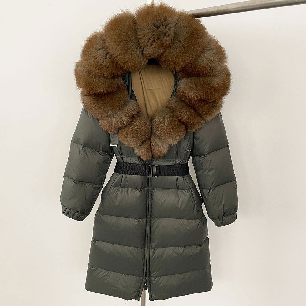 ✨ Damen Langmantel mit Echtfellkapuze & Kordelzug – Eleganz & Komfort vereint ❄️ - nargiss