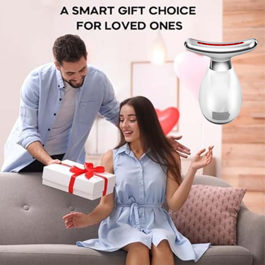 7-in-1 LED Gesichtsmassagegerät für Zuhause – Rotes Licht Therapie für Gesicht und Hals - nargiss