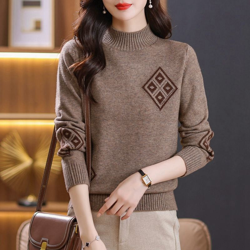 Damenpullover – Lockerer Strickpullover, in Schwarz, Khaki, Orange, Braun & Rot, Größen M-3XL - nargiss