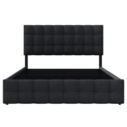 Linen Bed Frame With 4 Drawers - nargiss