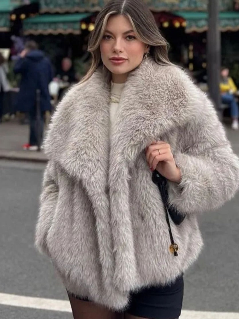"Stylischer Winter-Plüschmantel für Damen – Langer, bequemer Look mit normaler Passform" - nargiss