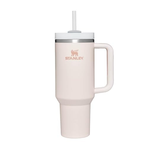 Stanley Quencher H2.0 FlowState Trinkflasche mit Strohhalm 1.2L - Thermobecher Kühlt 11 Stunden - 48 Stunden Eisgekühlt - Spülmaschinenfest - Thermosflasche BPA Frei - Kaffeebecher To Go - Rose - nargiss