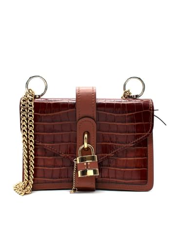 Chloe Secondhand Brown Krok geprägte Aby Kettenschultertasche - nargiss