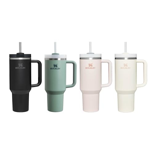 Stanley Quencher H2.0 FlowState Trinkflasche mit Strohhalm 1.2L - Thermobecher Kühlt 11 Stunden - 48 Stunden Eisgekühlt - Spülmaschinenfest - Thermosflasche BPA Frei - Kaffeebecher To Go - Rose - nargiss