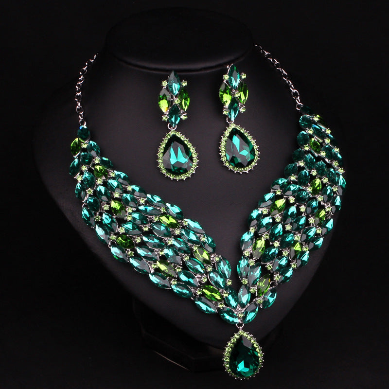 Europe and the United States fashion exaggerated full drill bridal dress accessories luxury clavicle chain suit accessories necklace wholesale - nargis