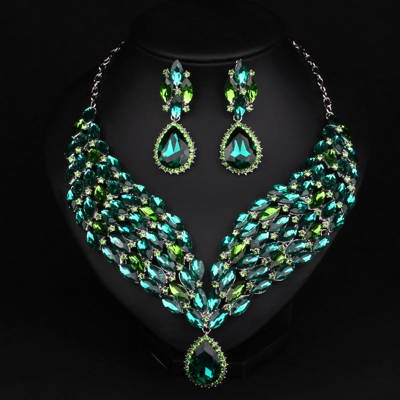 Europe and the United States fashion exaggerated full drill bridal dress accessories luxury clavicle chain suit accessories necklace wholesale - nargis
