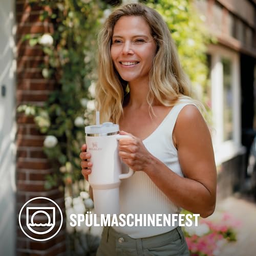 Stanley Quencher H2.0 FlowState Trinkflasche mit Strohhalm 1.2L - Thermobecher Kühlt 11 Stunden - 48 Stunden Eisgekühlt - Spülmaschinenfest - Thermosflasche BPA Frei - Kaffeebecher To Go - Rose - nargiss