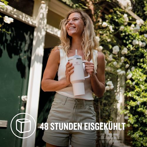 Stanley Quencher H2.0 FlowState Trinkflasche mit Strohhalm 1.2L - Thermobecher Kühlt 11 Stunden - 48 Stunden Eisgekühlt - Spülmaschinenfest - Thermosflasche BPA Frei - Kaffeebecher To Go - Rose - nargiss