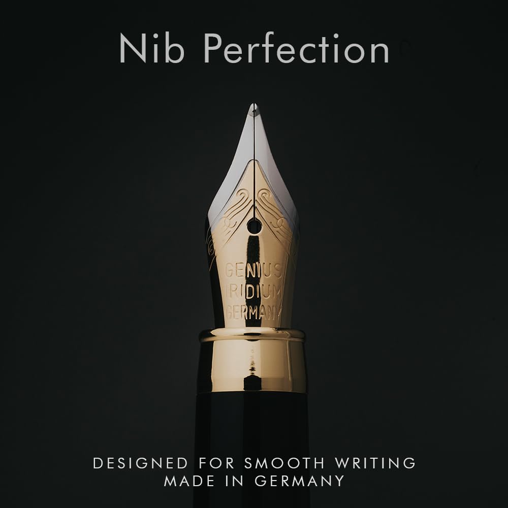Wordsworth & Black Füllfederhalter Set, Premium Bambusholz - Mittlere Feder, Geschenketui; Enthält 6 Tintenpatronen, Tinten Nachfüll Konverter - Journaling, Kalligraphie, [Rosenholz] - nargiss