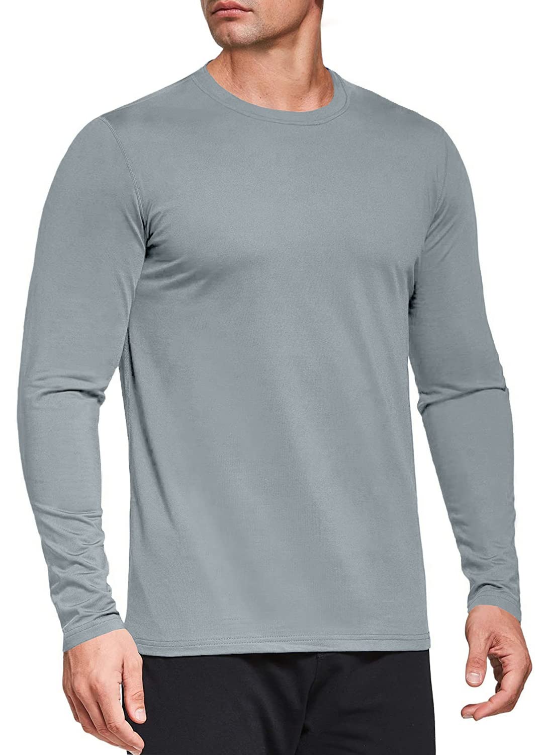 Herren 3er Pack Langarmshirt T-Shirts, UPF 50+ UV Schnelltrocknend Funktionsshirt Laufshirts, Atmungsaktiv Langarm Sportshirt Gym Outdoor Workout Fitness Oberteil Black/White/Grey-3P01-L - nargiss