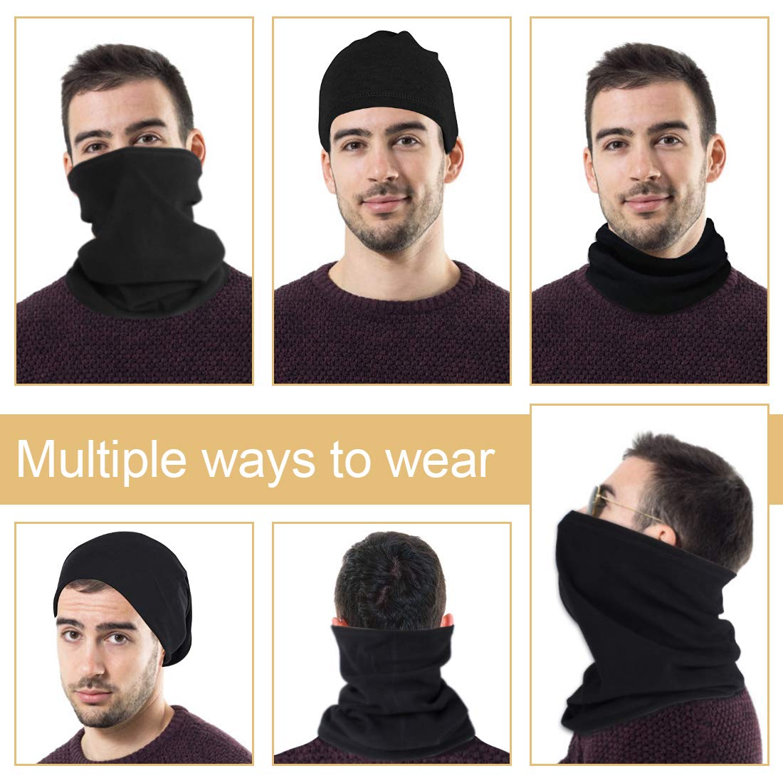 HEGCOIIE 2 Stück Damen Herren Winter Loop Schal Weichem Fleece Halswärmer Halstuch Winddicht Ski Maske Schlauchschal Warmer für Fahrrad Motorrad Skifahren - nargiss