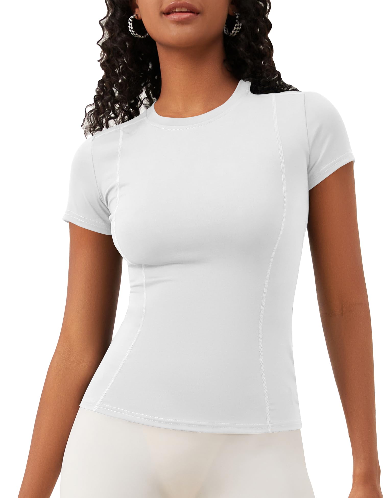 IECCP Damen Kurzärmeliges T-Shirt mit Rundhalsausschnitt Klassischer Basic Sommer Yoga Fitness Shirts Multi-Packs Schwarz M - nargiss