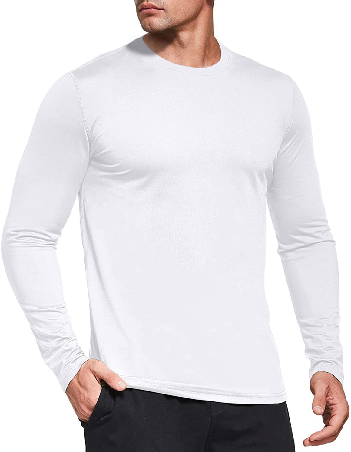 Herren 3er Pack Langarmshirt T-Shirts, UPF 50+ UV Schnelltrocknend Funktionsshirt Laufshirts, Atmungsaktiv Langarm Sportshirt Gym Outdoor Workout Fitness Oberteil Black/White/Grey-3P01-L - nargiss