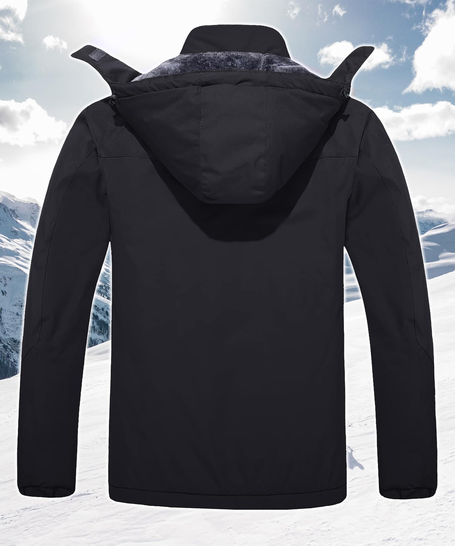 TACVASEN Herren Winterarbeitsjacken Outdoorjacke Snowboardjacke Warme Verdickete Winterjacke Kapuzenjacke für Männer, Schwarz, L - nargiss
