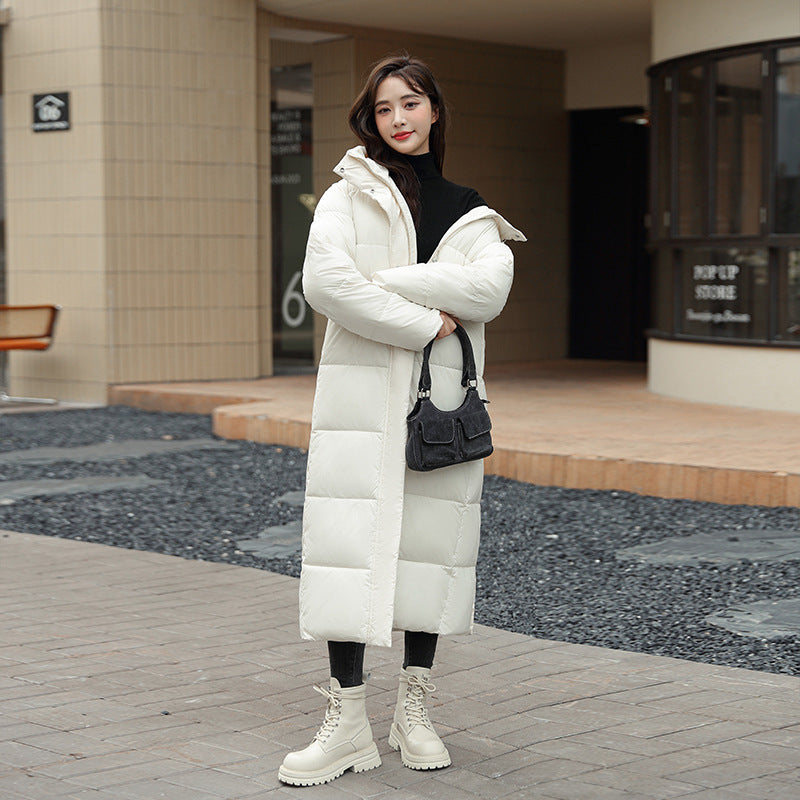 Damen Winterjacke – Solid Color, in Schwarz, Dunkelrot, Weiß & Khaki, Größen M-XXL, mit Daunenfüllung - nargiss
