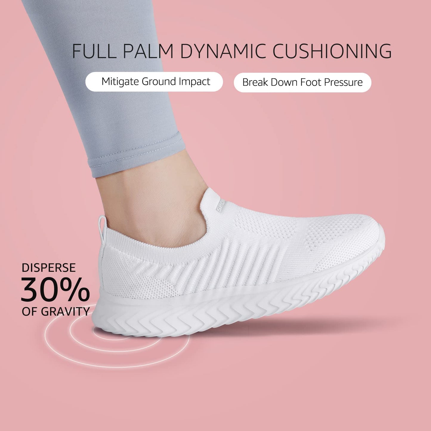 HKR Damen Slip On Turnschuhe Mesh Laufschuhe Atmungsaktiv Sportschuhe Wanderschuhe Leichte Bequeme Schuhe Weiß 42 EU - nargiss