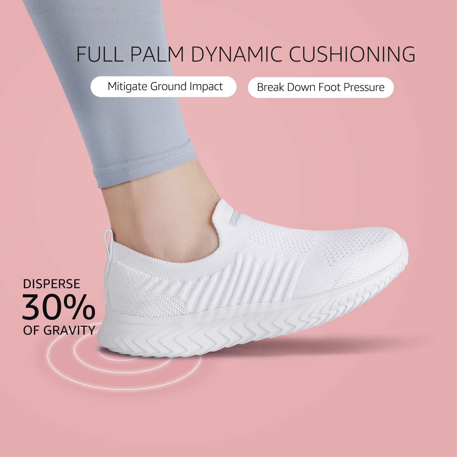 HKR Damen Slip On Turnschuhe Mesh Laufschuhe Atmungsaktiv Sportschuhe Wanderschuhe Leichte Bequeme Schuhe Weiß 42 EU - nargiss