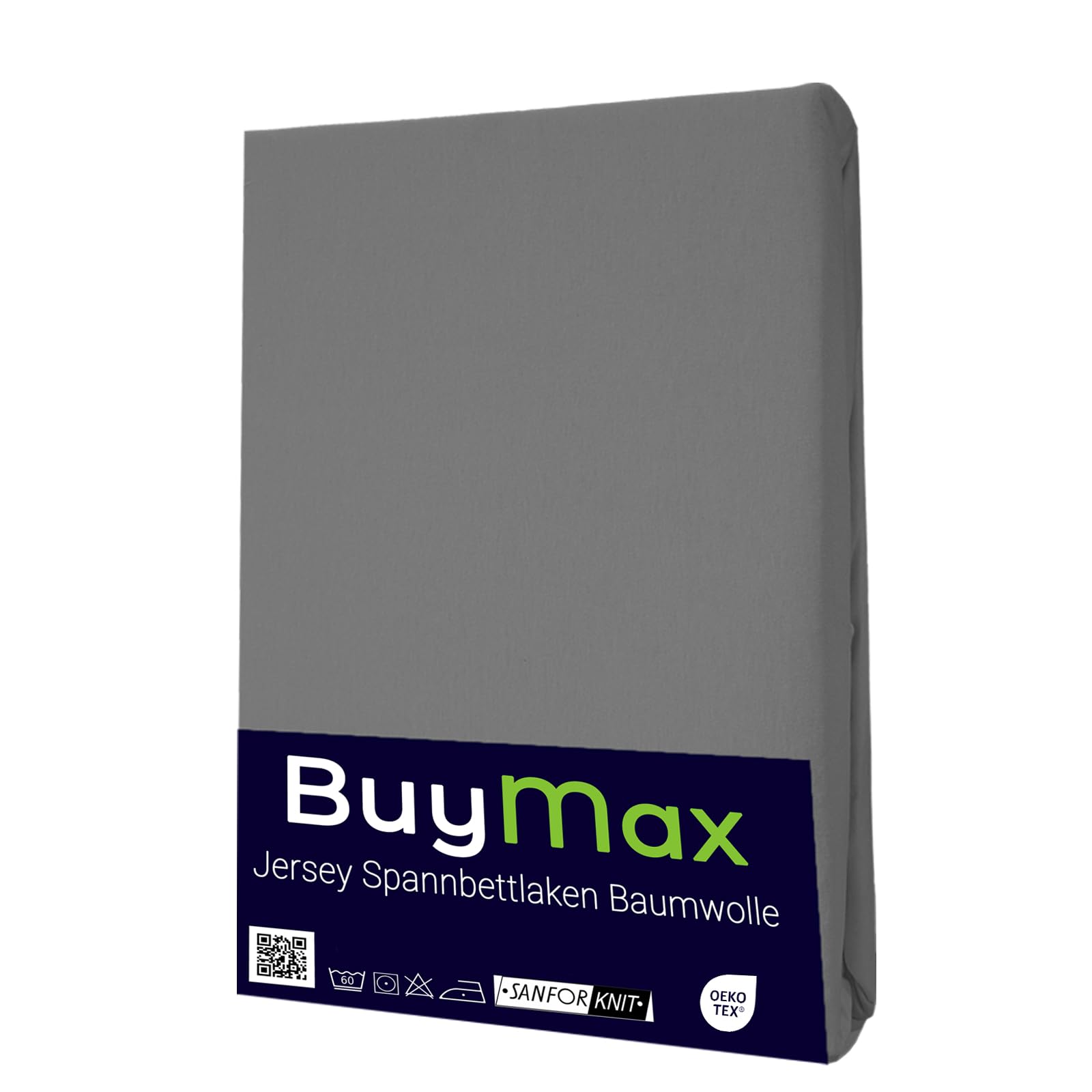 Buymax Spannbettlaken 140x200cm Baumwolle 100% Spannbetttuch Bettlaken Jersey, Matratzenhöhe bis 25 cm, Farbe Anthrazit-Grau ÖKO TEX Standard - nargiss