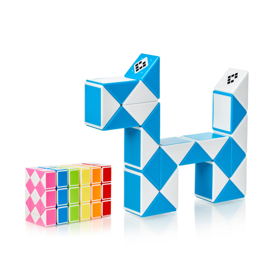 CUBIDI® Original Magic Snake - 24 Blöcke Blau | Knobelspiele für Kinder und Erwachsene | Ideal als Mitgebsel Kindergeburtstag, Kindergeburtstag Gastgeschenke oder kleine Geschenke für Kinder - nargiss