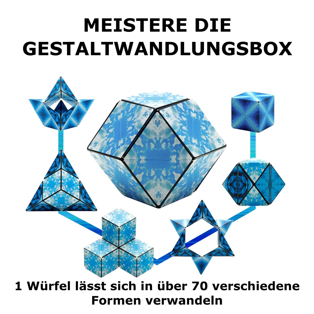 SHASHIBO Formwechsel-Box – Preisgekrönter, patentierter Zappelwürfel mit 36 Seltenerdmagneten – lässt Sich in über 70 Formen verwandeln (Blue Planet) - nargiss