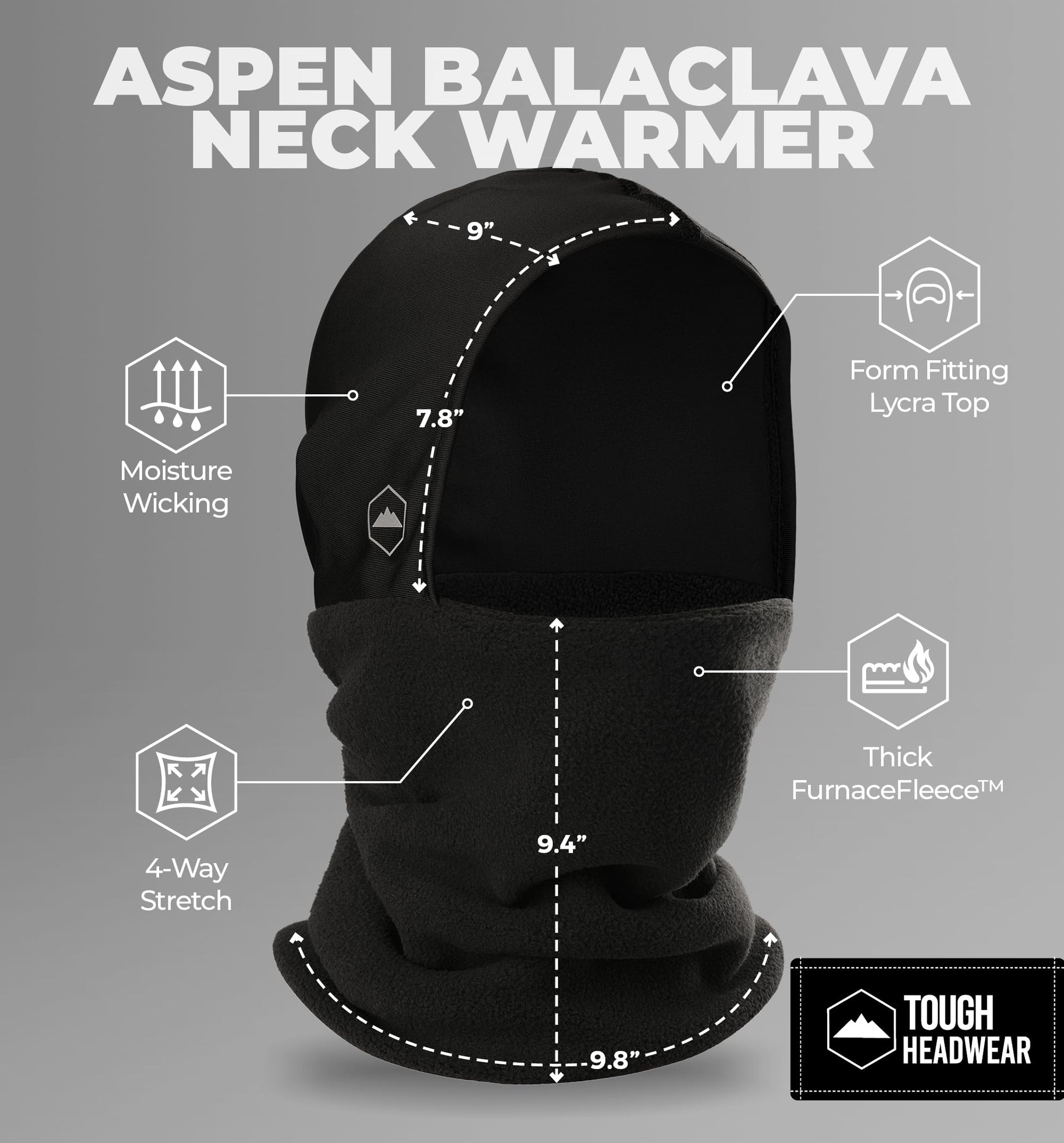 Tough Headwear Robuste Kopfbedeckung, Skimaske – Nackenwärmer mit Helmfutter, Fleece-Sturmhaube, Halsgamaschen für Männer und Frauen – Winter-Motorrad-Helmfutter - nargiss