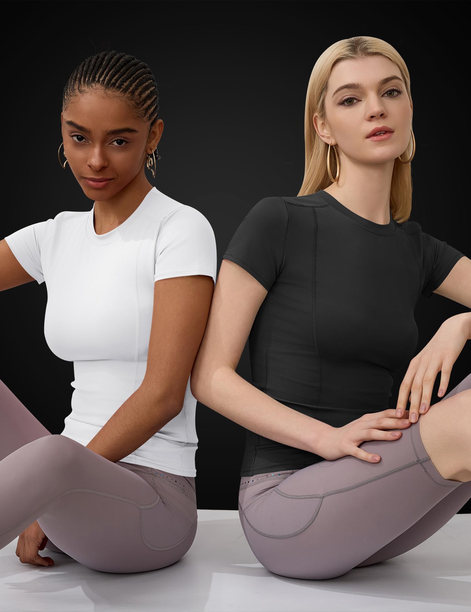 IECCP Damen Kurzärmeliges T-Shirt mit Rundhalsausschnitt Klassischer Basic Sommer Yoga Fitness Shirts Multi-Packs Schwarz M - nargiss