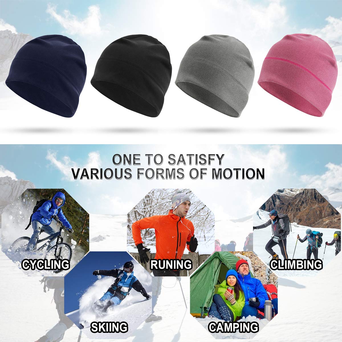 HASAGEI Laufmütze Herren und Damen Sportmütze Fahrrad Mütze Funktionsmütze Fleece Thermo Atmungsaktiv für Laufen Skifahren Radfahren Snowboarden Klettern Motorradfahren Outdoor - nargiss